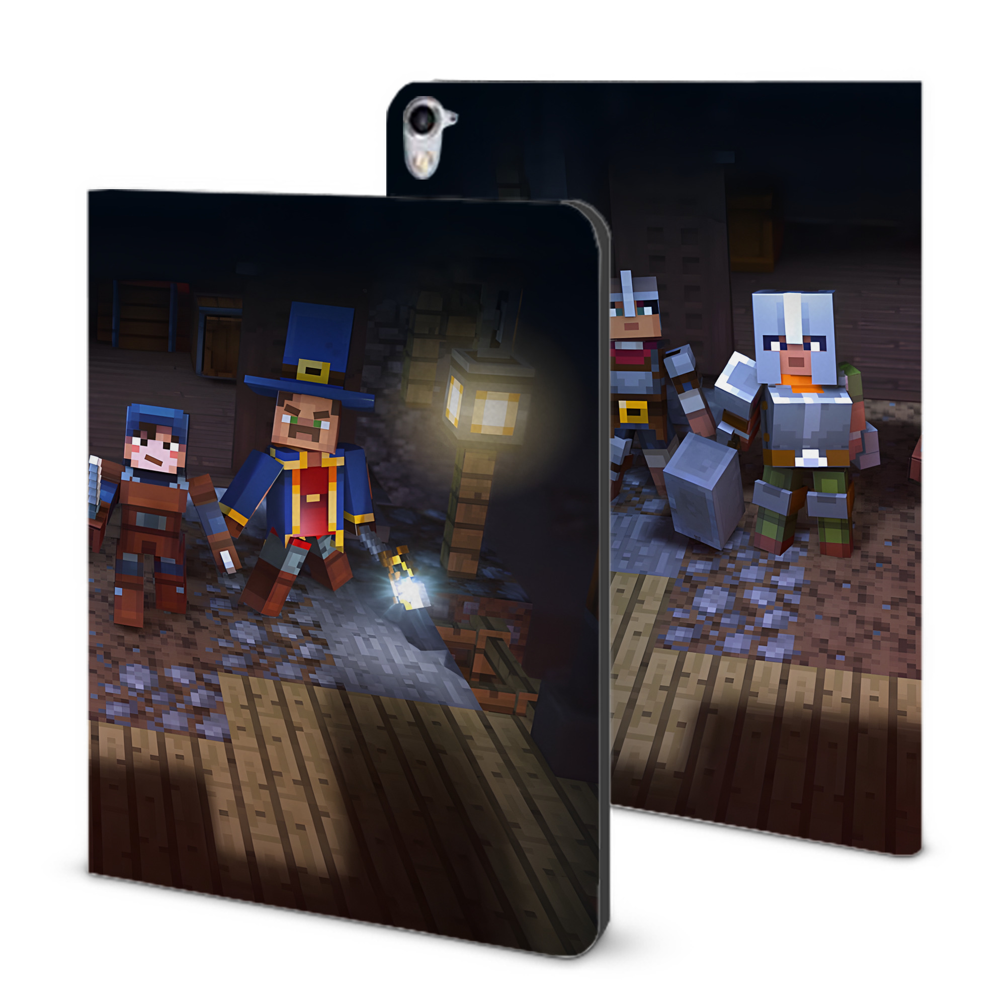 （画像用） マインクラフト ブロックの世界 Minecraft MC Block world IPad ケース ブック型 PUレザー TPU 耐衝撃 軽量 薄型 ペン収納なし 全面保護 IPad 各モデル対応